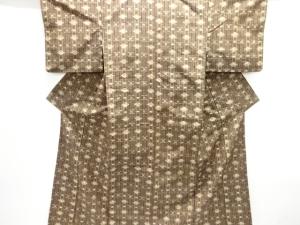縞に絣柄織り出し手織り紬着物